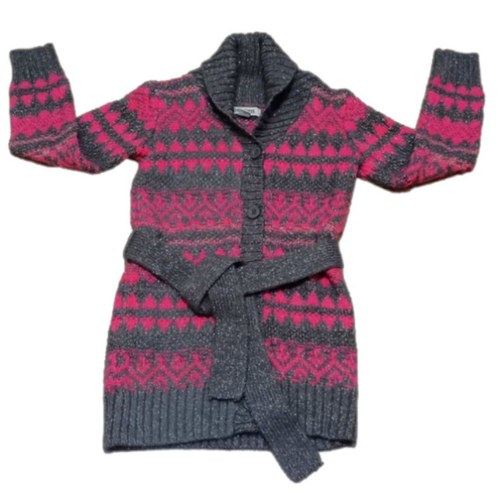 Cherokee Cardigan Sweater Pink Gray Size 4-5